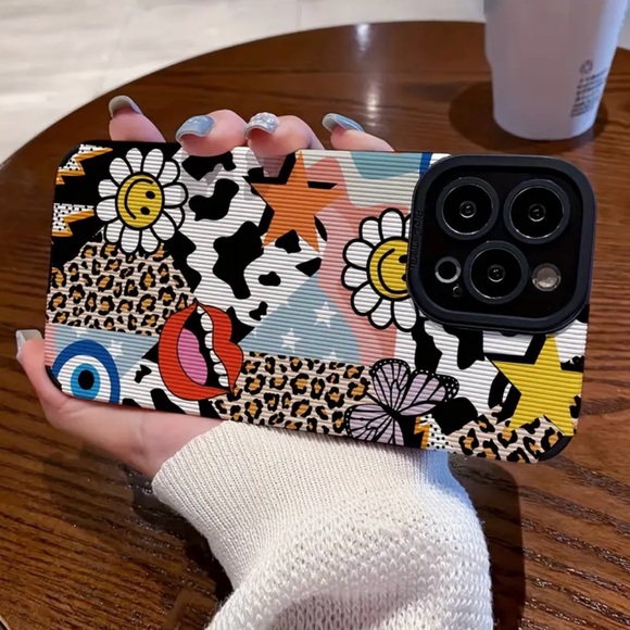 Apple iPhone Phone Case Anti-Fall Vertical Grain Cow Leopard Pattern - Picture 3 of 5